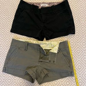 Lot of 2 Express Shorts Black and Olive Green Grey - Sz 2